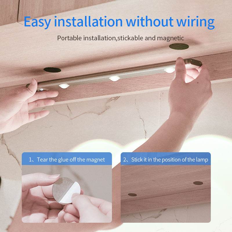 Motion Sensor Lamp Under The Cabinet Dimmable Cabinet Lamp Rechargeable Magnetic Suction Installation Kitchen Night Light Wardrobe Lamp - Mubimart