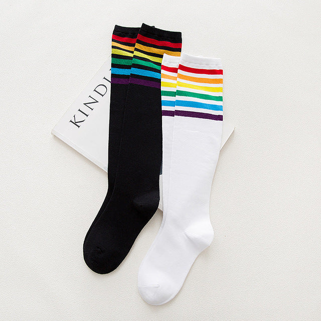 Calf socks stripe movement and knee high hose - Mubimart -  