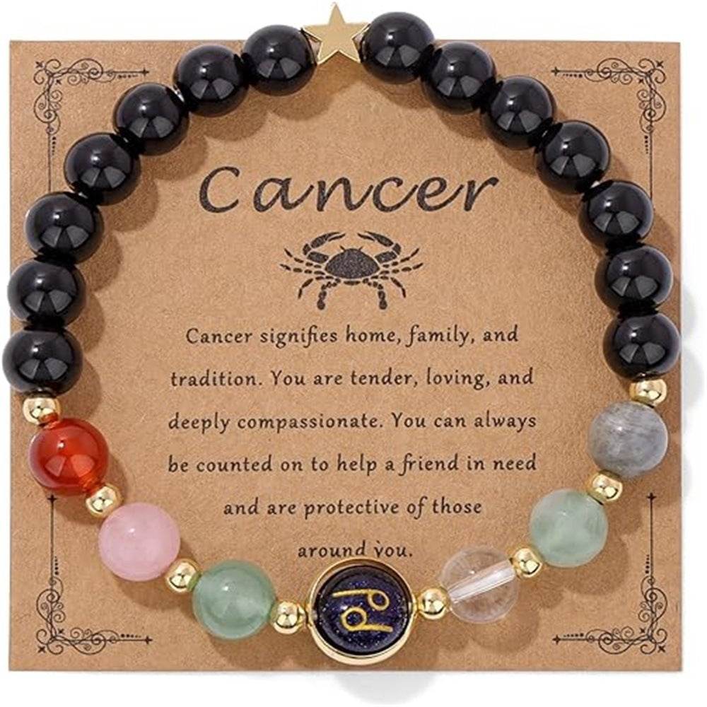 12 Constellation Beaded Bracelet Men And Women Natural Stone - Mubimart