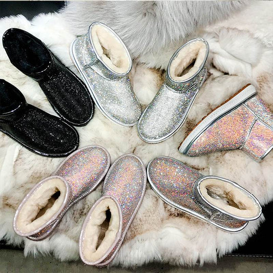 Rhinestone snow boots - Mubimart