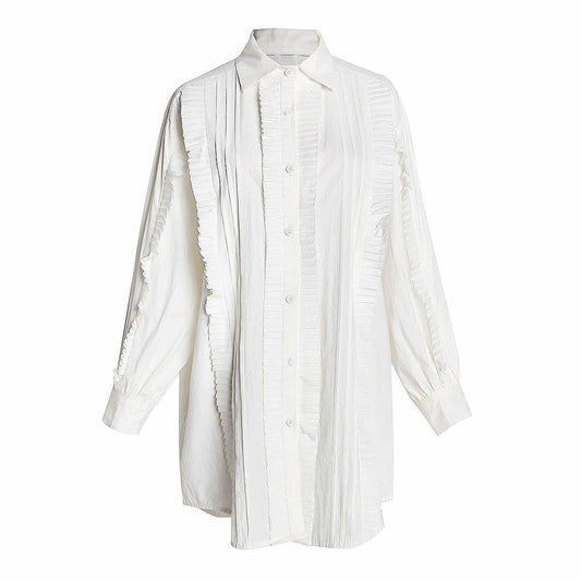 Pleated shirt dress - Mubimart