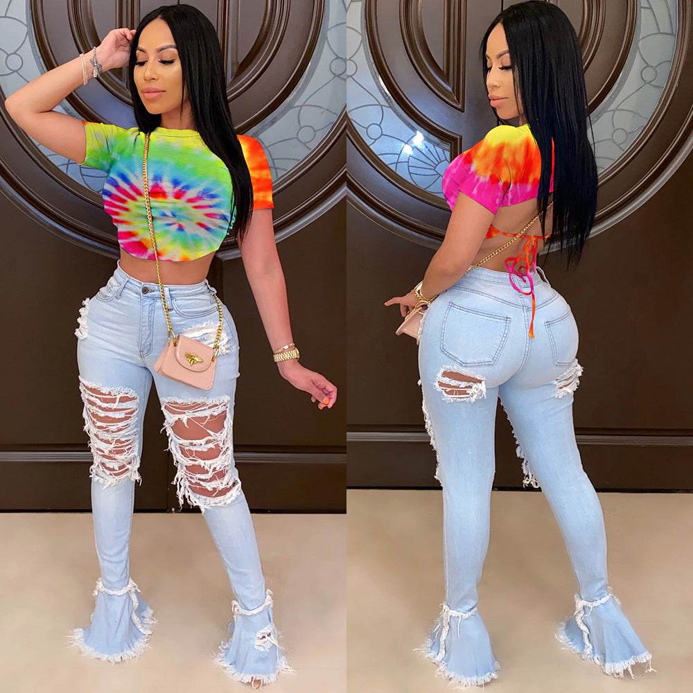 Backless Navel T-shirt - Mubimart