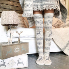 Christmas moose over knee socks - Mubimart -  