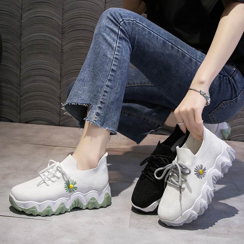 Flying Woven Mesh Small Daisy Sneakers Women - Mubimart
