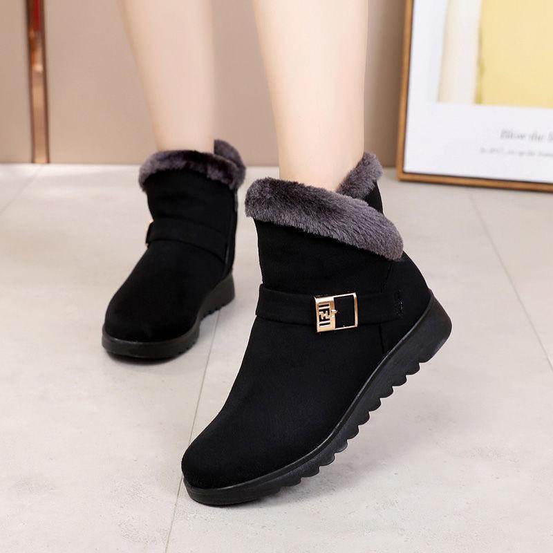 Add warm velvet ankle boots - Mubimart