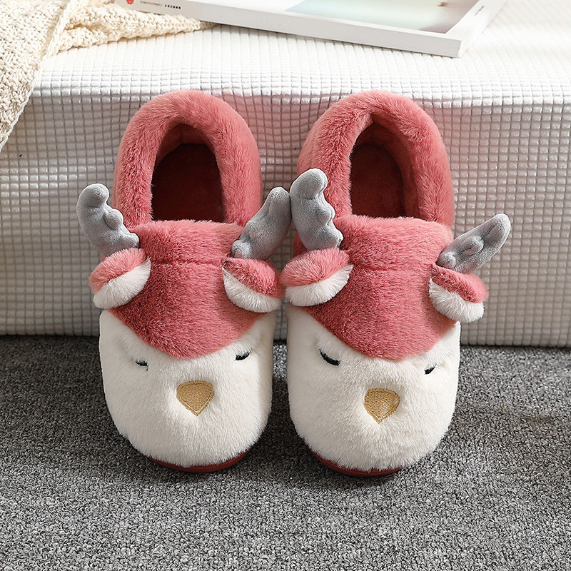 Christmas Shoes Winter Home Slippers Elk Plush Bedroom Slipper House Shoes For Women Men - Mubimart -  