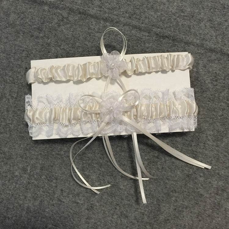 Garter belt with small flowers bow - Mubimart