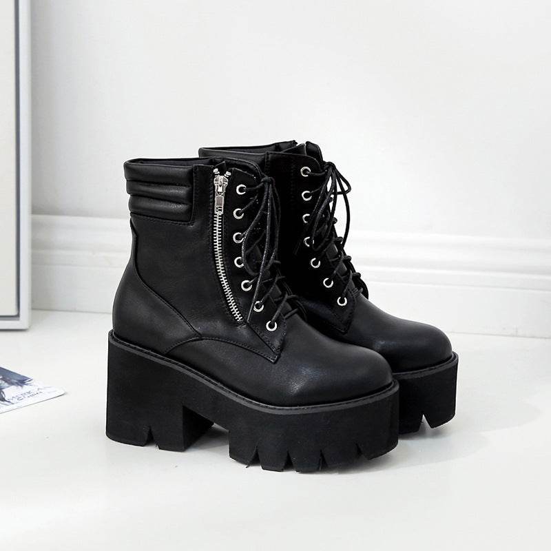 Martin boots round head women's booties - Mubimart