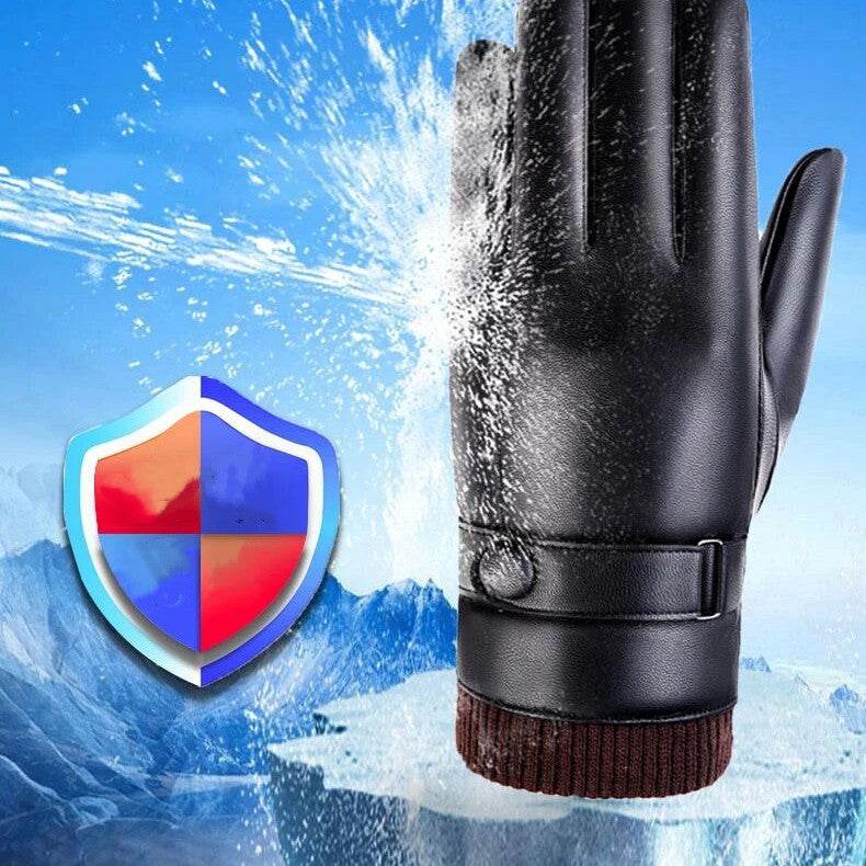 Leather Gloves Men's Waterproof Touch Screen - Mubimart