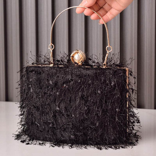 Tassel Handbags Women Dress Party Evening Bag Fashion Luxury Designer Square Bags Crossbody Shoulder Bag Ladies - Mubimart