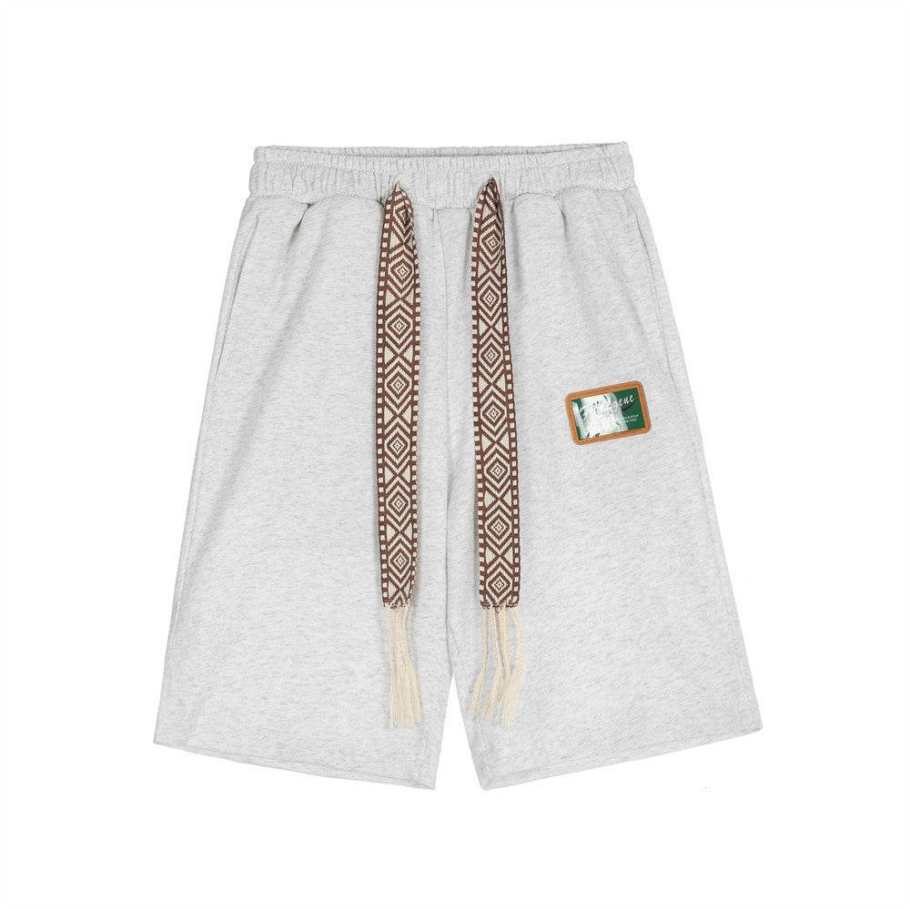 Streamer Casual Shorts Mens Elastic Waist Cropped Pants - Mubimart