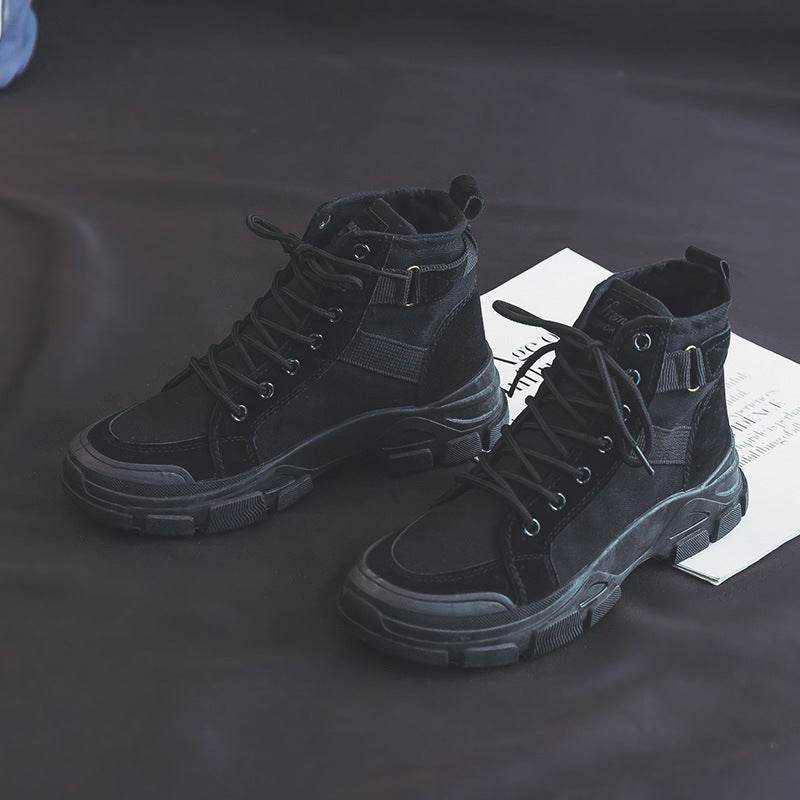 Martin Boots Female Student All-matching Knight Short High-top Booties Chic Canvas Shoes - Mubimart