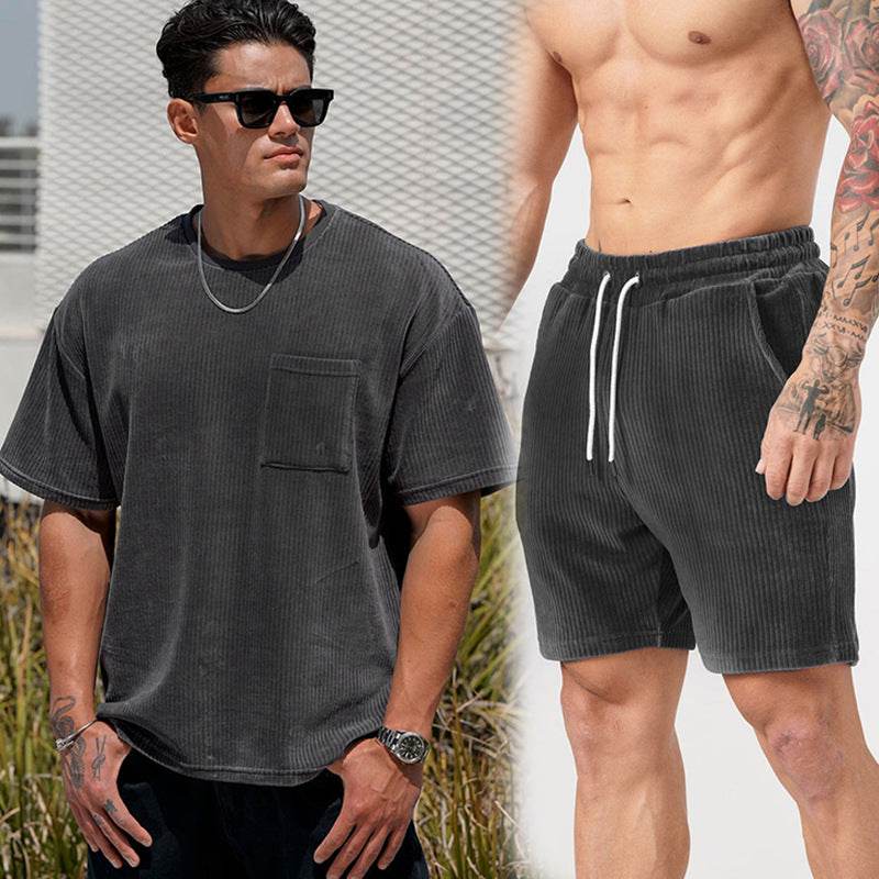 Men's Workout Exercise T-shirt Shorts Suit - Mubimart