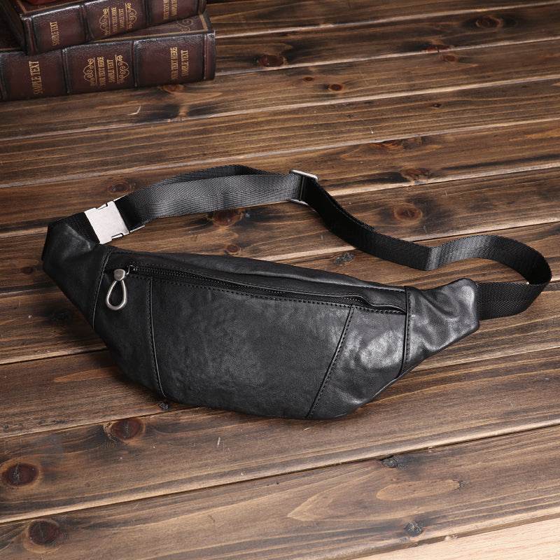 Men's Small Leather Sports Fanny Pack - Mubimart