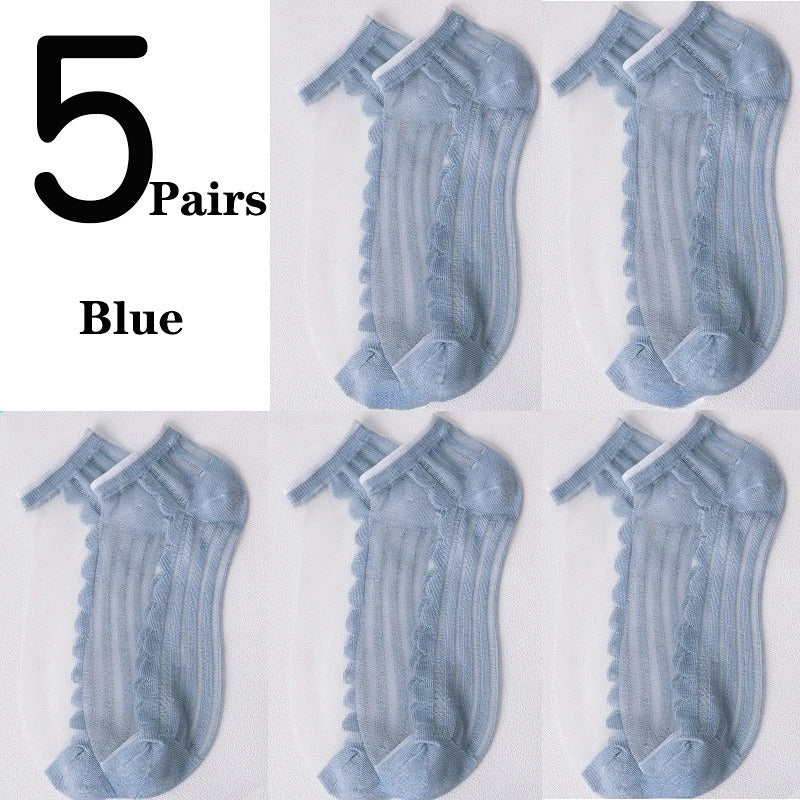 Women's Low-cut Liners Transparent Spun Glass Thin Socks - Mubimart -  