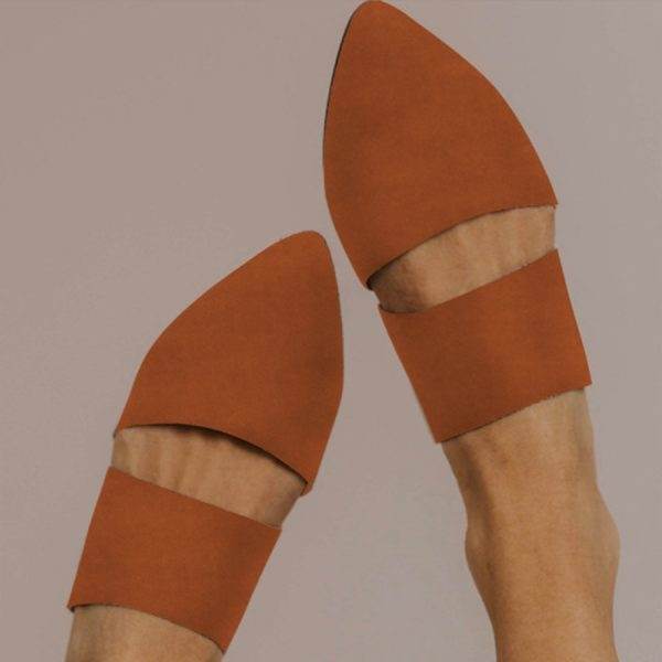 New Summer Flat Suede Pointed Toe Outdoor Slippers - Mubimart