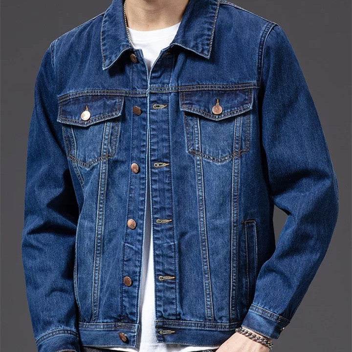 Mens Fashion Slim Fit Denim Jacket Top - Mubimart