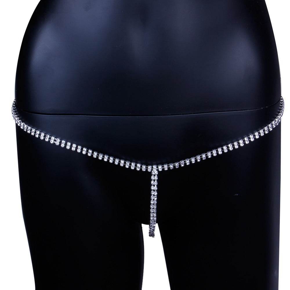 Rhinestone Thong Body Chain Ladies - Mubimart