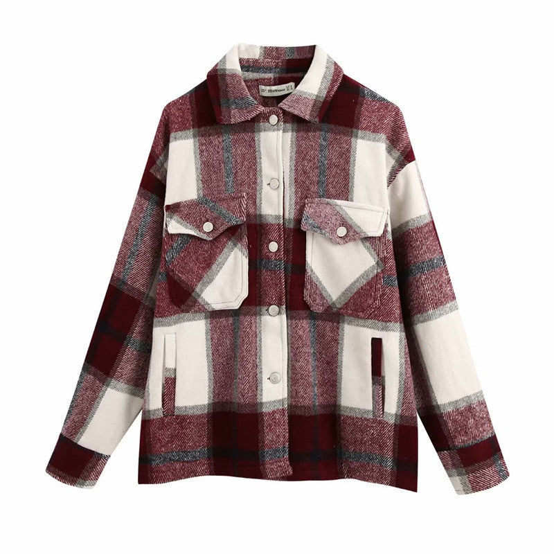 Woolen shirt jacket