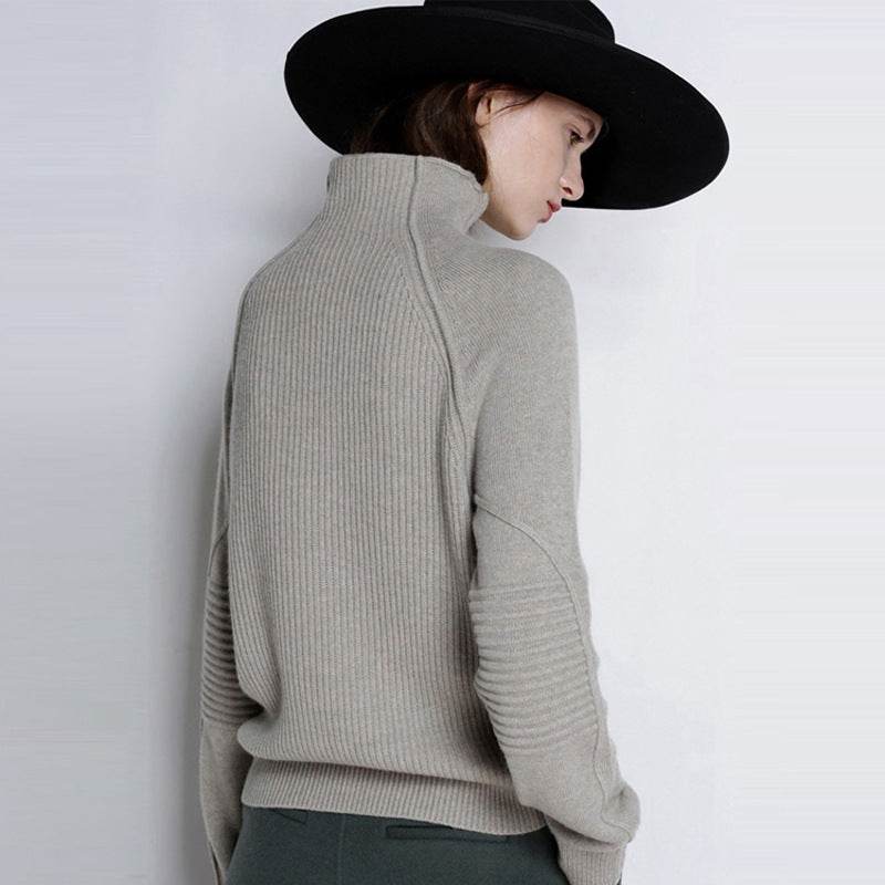 Turtleneck Cardigan Women's Loose Sweater Lazy Style Large Size Sweater - Mubimart