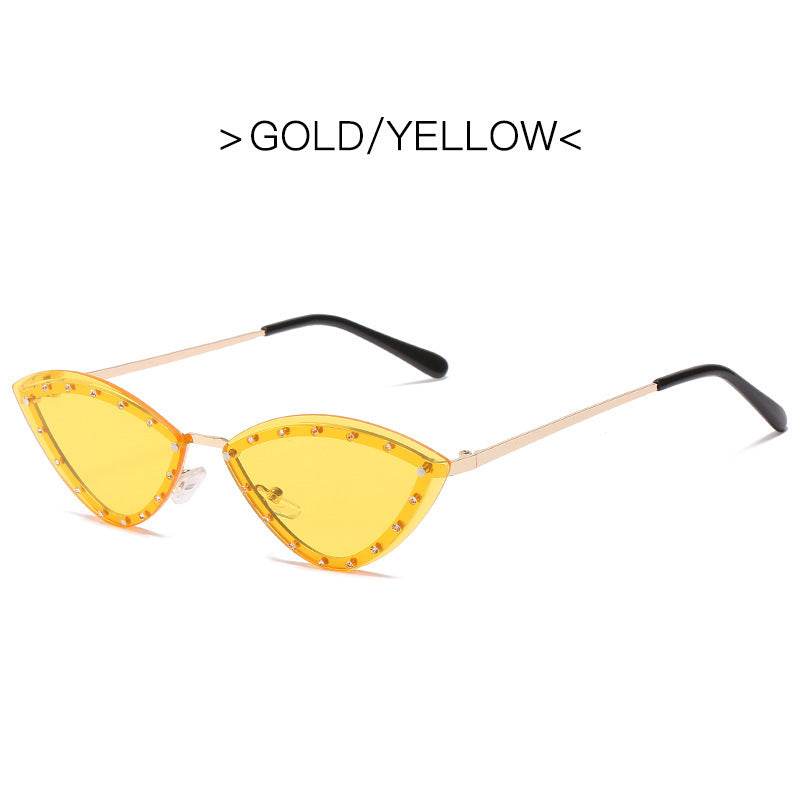 New Women's Fashion Cat Eye Round Triangle Sunglasses Frameless - Mubimart