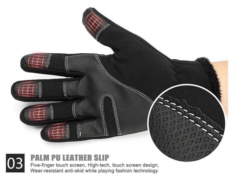 X-TIGER Winter-Touchscreen-Handschuhe, Vollfinger-Reißverschluss, Touchscreen, für Männer und Frauen, winddicht, warm, Radfahren, Sport, Fleece, Bergsteigen