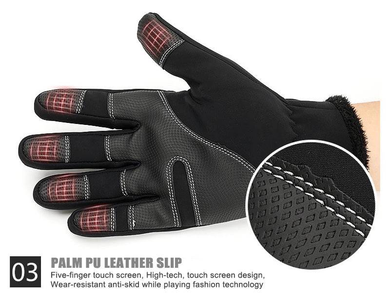 X-TIGER Winter Touch Screen Gloves Full Finger Zipper Touch Screen Men And Women Windproof Warm Cycling Sports Fleece Mountaineering - Mubimart