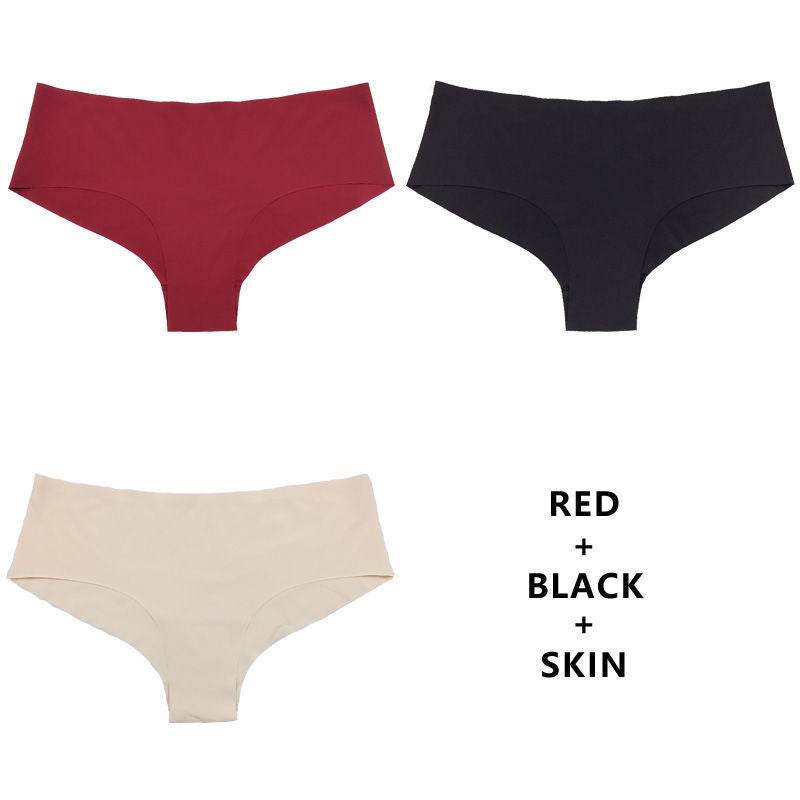 Half Buttock Underwear Female Three Pack Ice Silk Without Trace A Piece Of - Mubimart