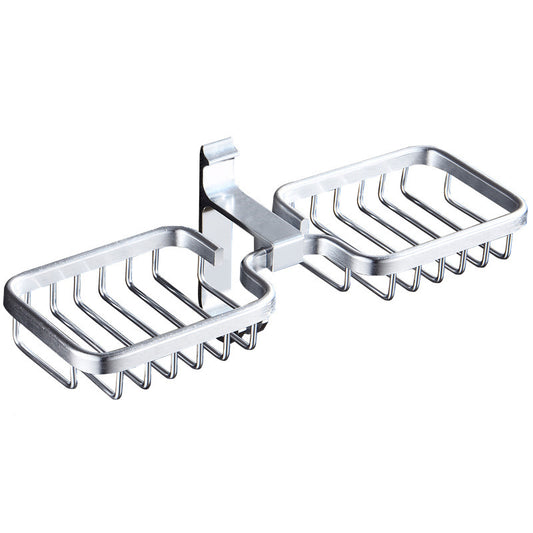 Soap Holder Double Layer Non Perforated Bathroom Drain Space Aluminum Soap Dish