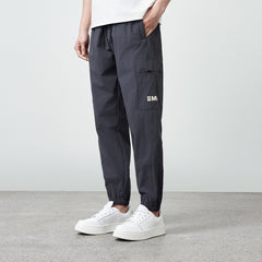 Tooling Style Elastic Waist Men's Casual Jogger Cropped Pants