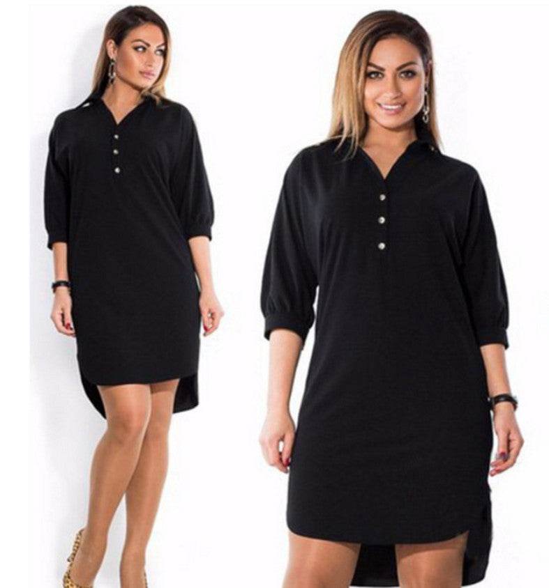 Irregular plus size shirt dress - Mubimart