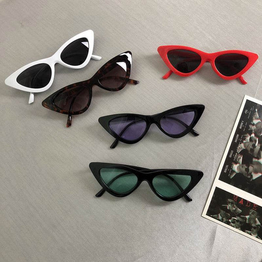 Korean version of the retro retro Harajuku cat eye sunglasses female triangle hip hop European and American net red sunglasses female ins glasses - Mubimart