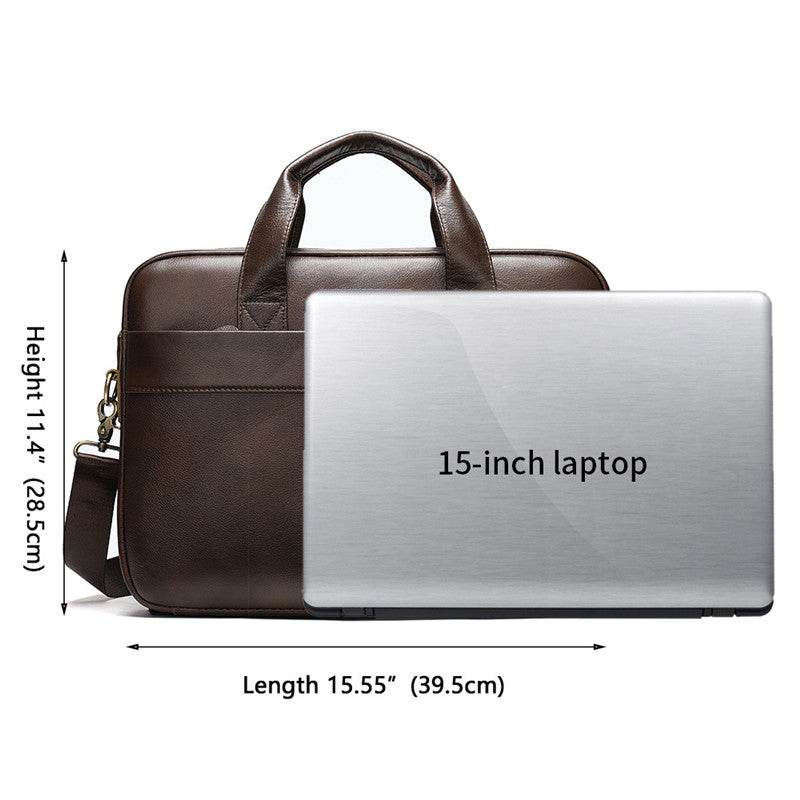 Business first layer leather briefcase - Mubimart