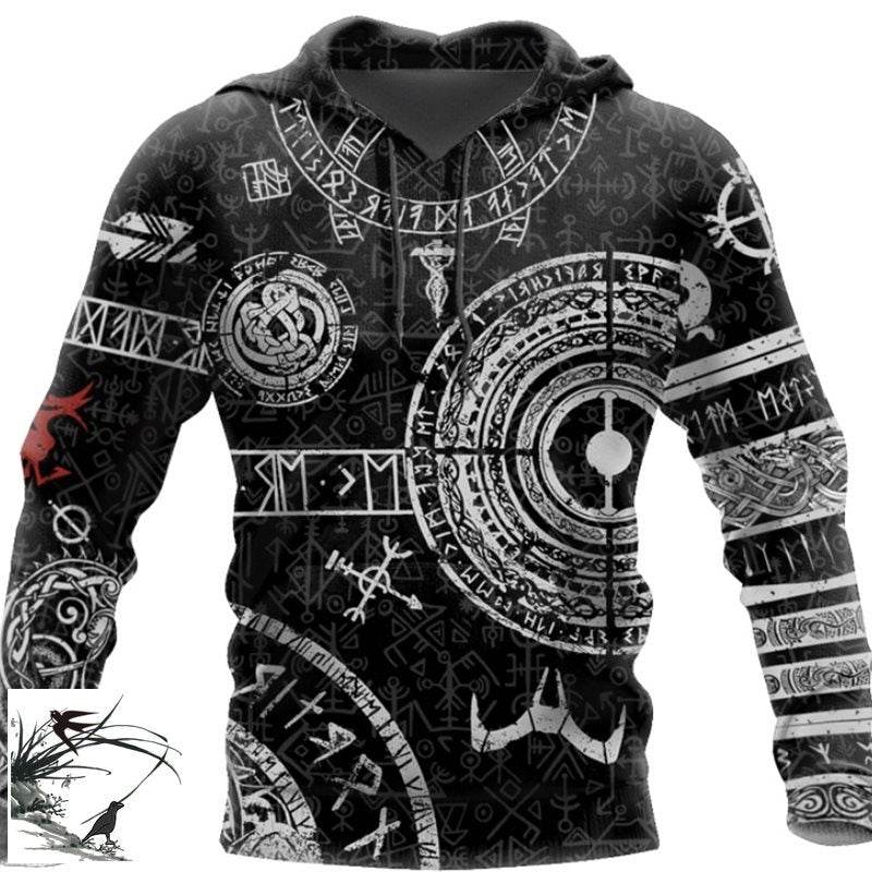 Viking Odin Tattoo D Printed Men hoodies - Mubimart