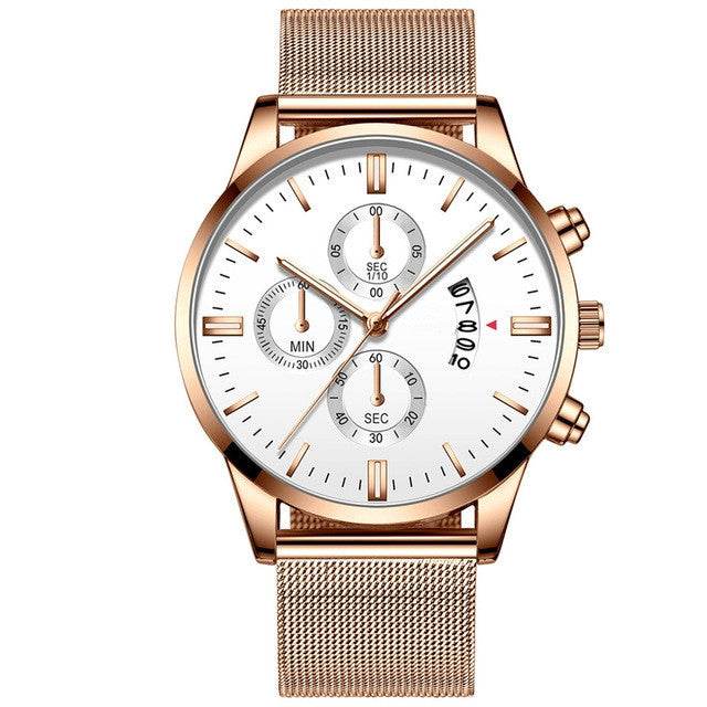 Mens Business Luxury Watches For Men Mesh Band Quartz Watch - Mubimart