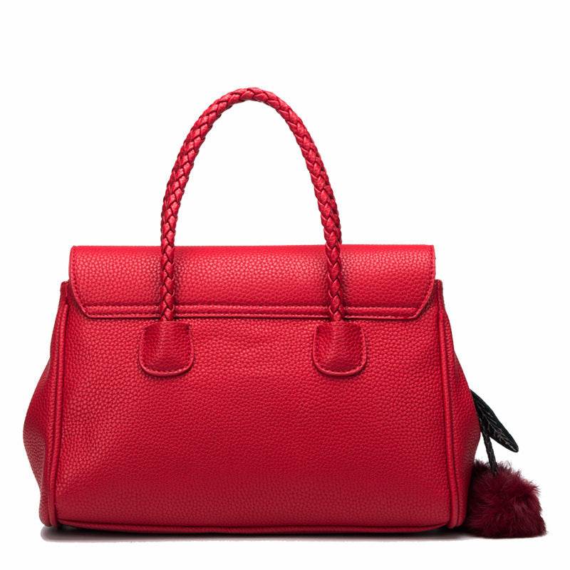 Leather handbags lychee pattern handbag - Mubimart