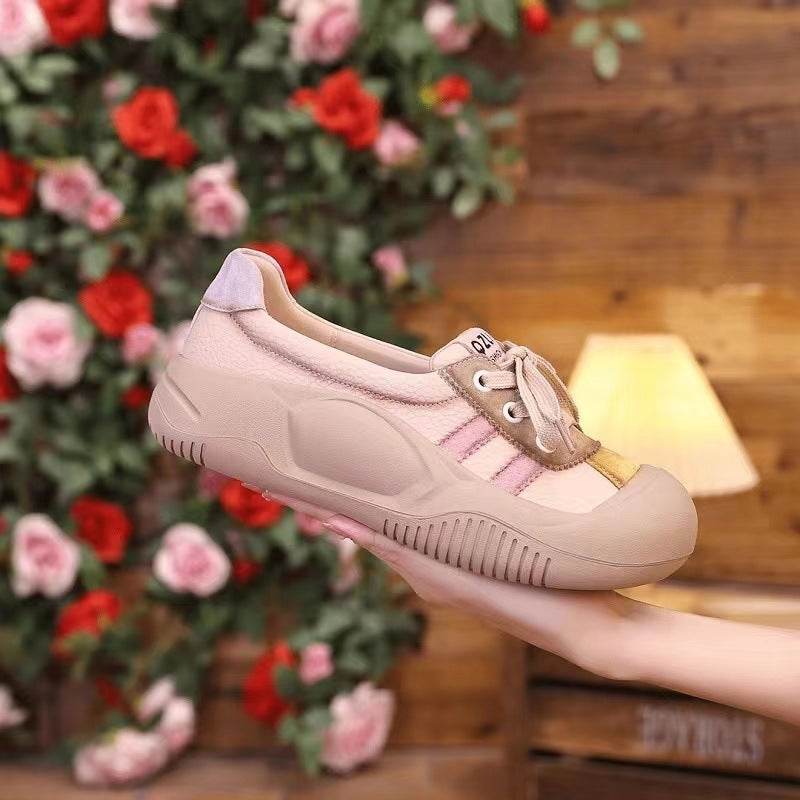 Women's Pumps Retro Sports Casual Shoes Non-slip Breathable Soft Leather Sneaker - Mubimart