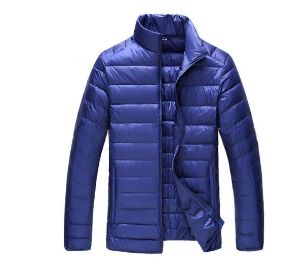 Autumn and winter new men's down jacket large size casual short paragraph collar thin men's down jacket