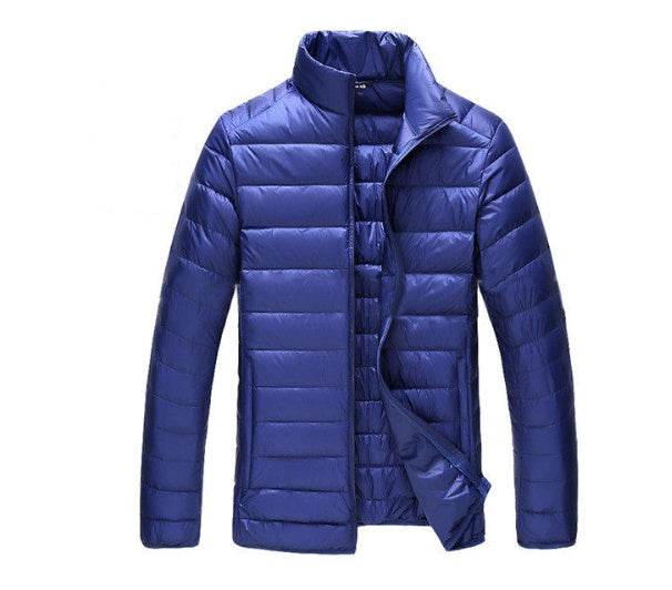 Autumn and winter new men's down jacket large size casual short paragraph collar thin men's down jacket - Mubimart