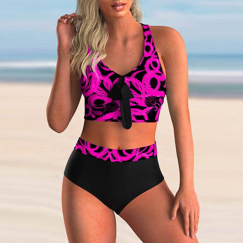 Printed Split High-waisted Briefs For Women - Mubimart