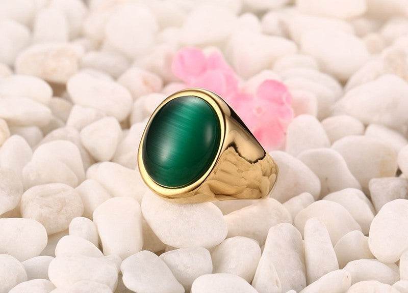 Green opal gold ring - Mubimart