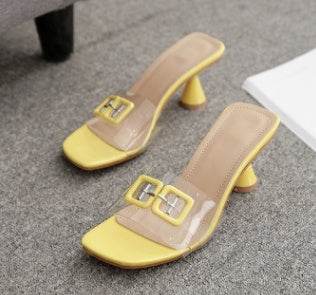 Crystal Metal Decoration Slides Slippers - Mubimart