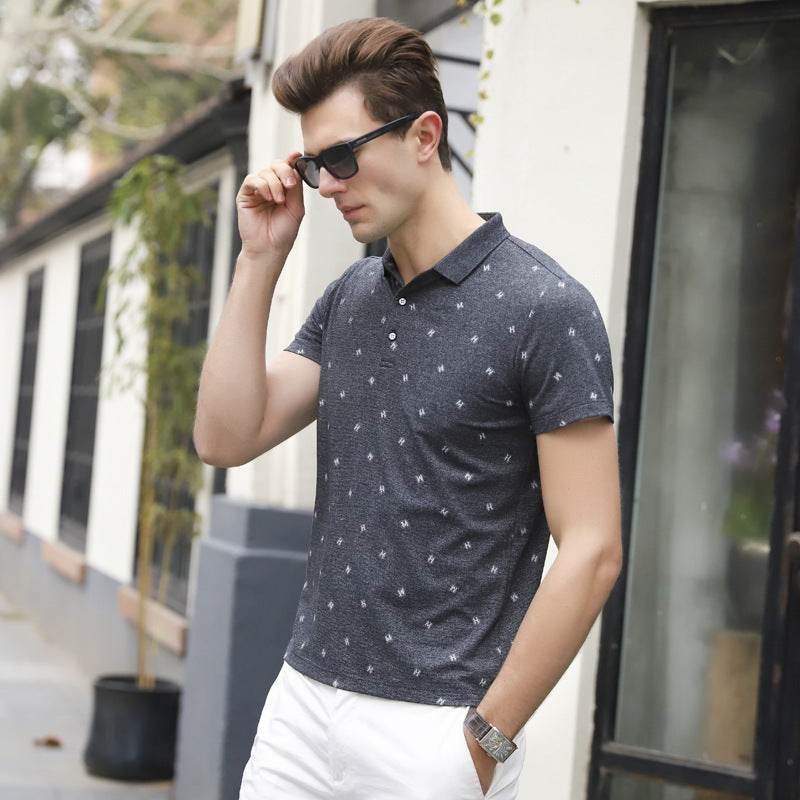 Lapel T-shirt letter POLO shirt - Mubimart