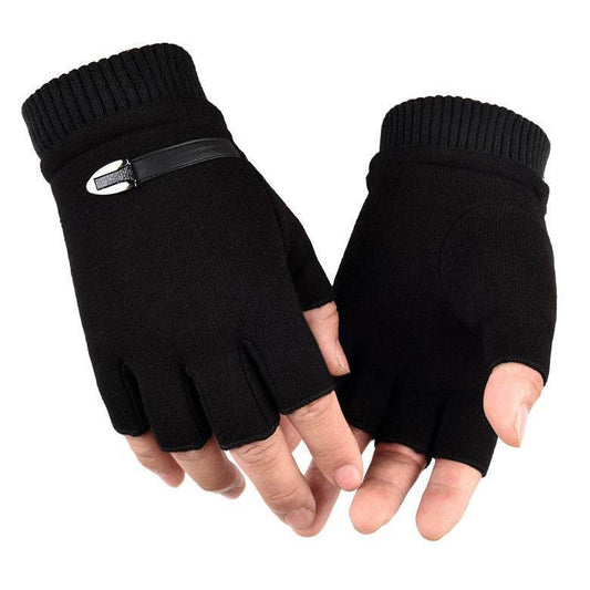 Half-finger gloves for men and women without velvet in autumn and winter - Mubimart
