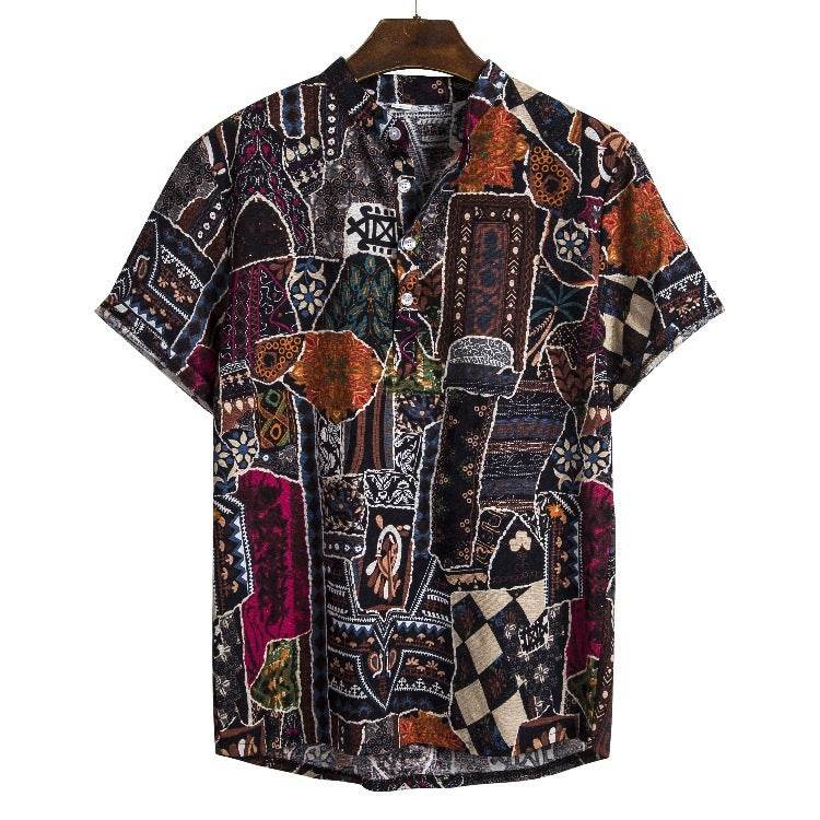Men's linen printed shirt - Mubimart