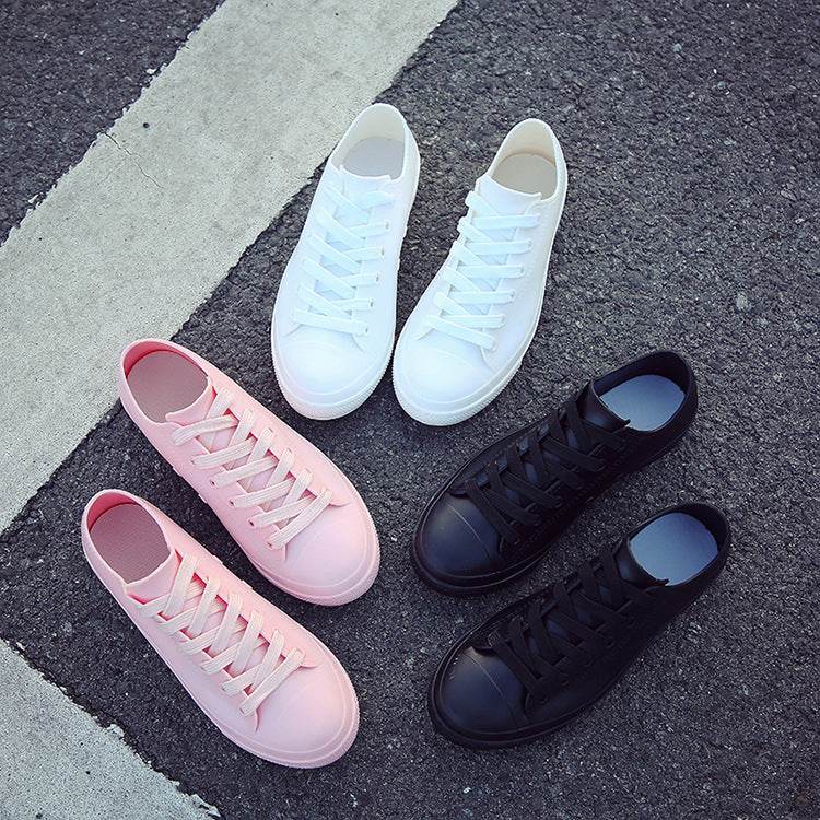 New Small White Shoes Women Low-Top Rain Boots Everyday Casual - Mubimart