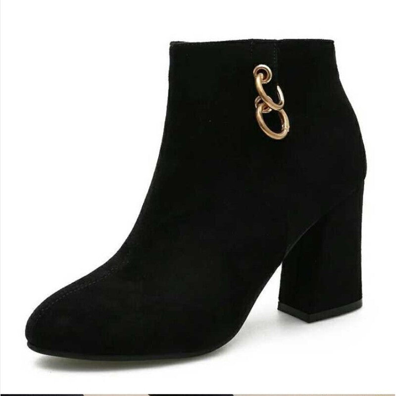 Matte suede block heel Martin boots