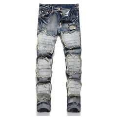 Jeans Patch Retro Blauw Slim Fit Heren