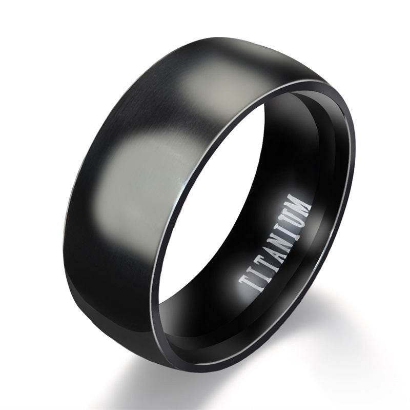 Men's Black Titanium Ring Matte Finished Classic Engagement Anel Jewelry For Male Wedding Bands - Mubimart