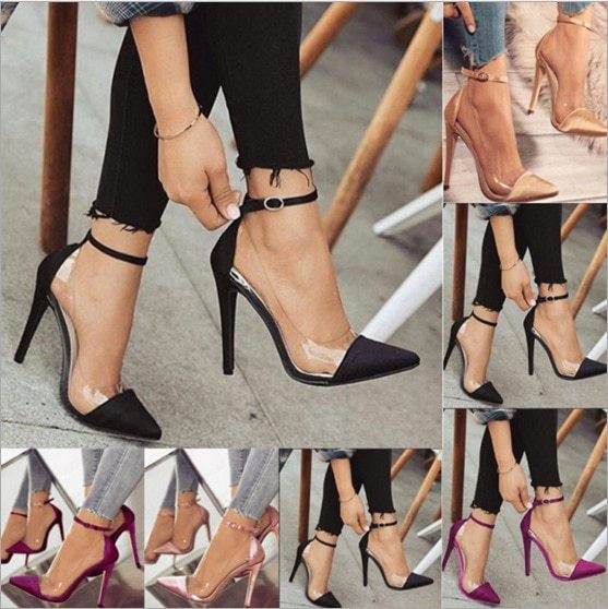 Cotton sandal toe Strap shoes high heels - Mubimart